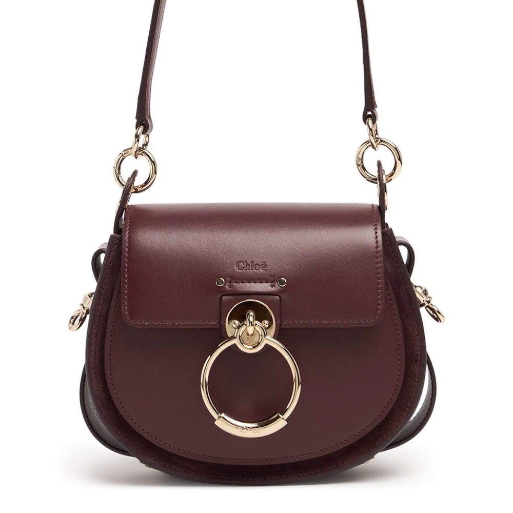 NWT Authentic Chloe Tess Small Burnt Brown Leather Suede Crossbody